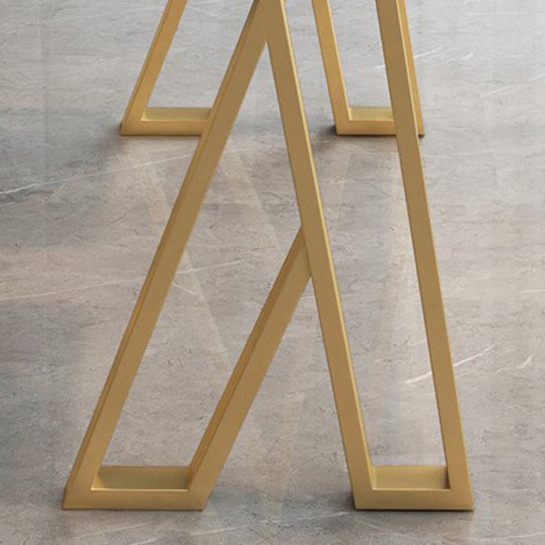 Glam Gold Steel Bar Dining Table with White Faux Marble Top Rectangle Indoor Bistro Table