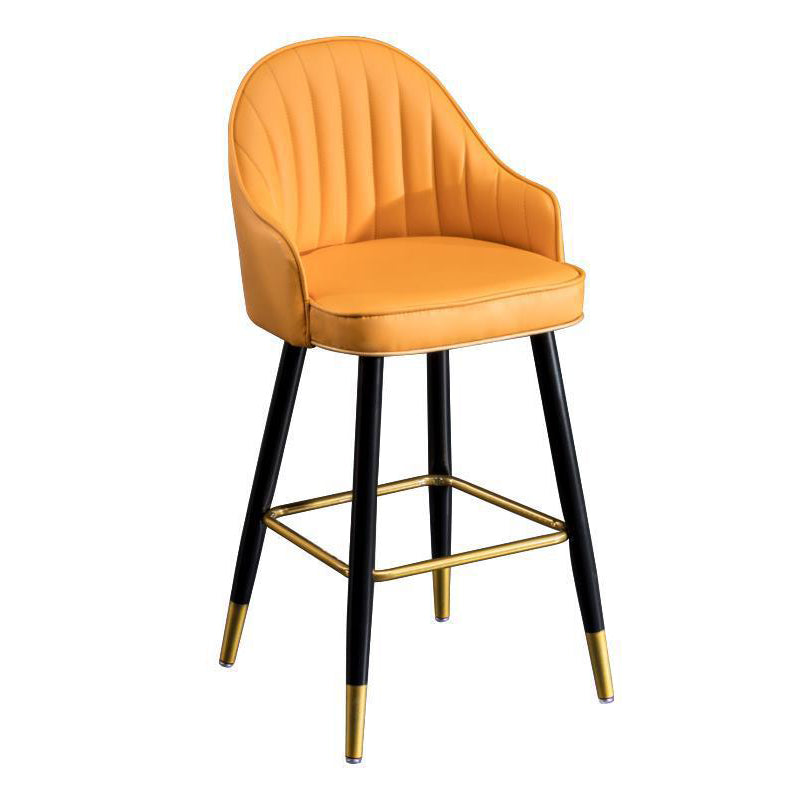 Scandinavian Living Room Armed Stool Matte Finish Leather Barstool
