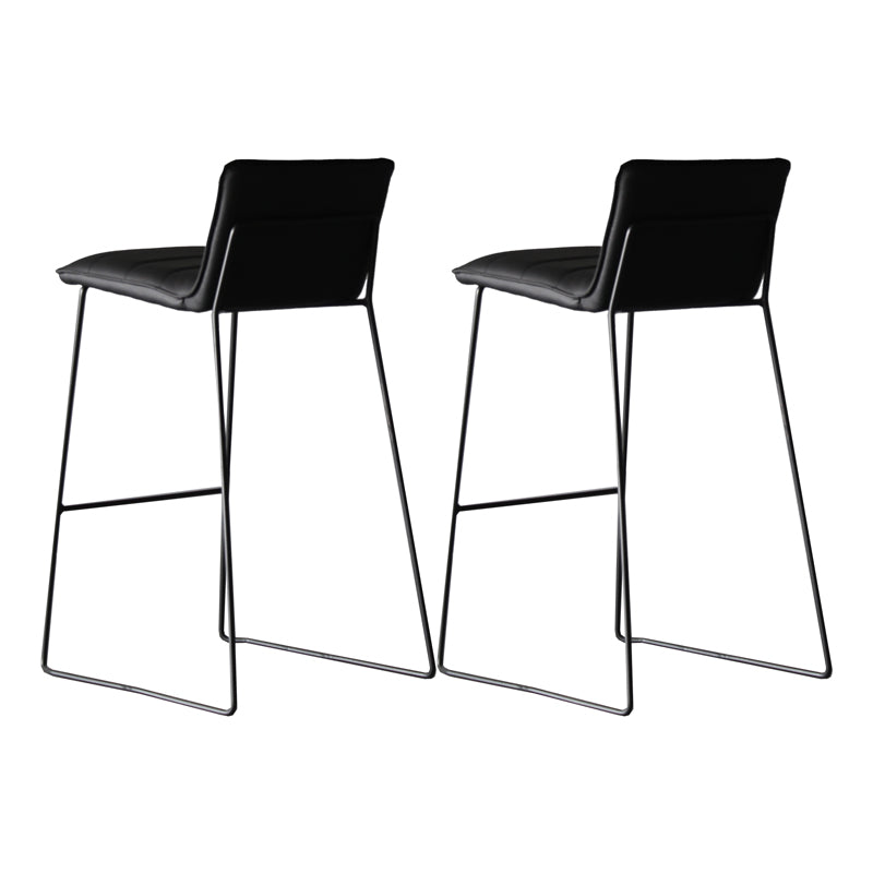 Modern Low Back Restaurant Stool Matte Finish Leather Barstool