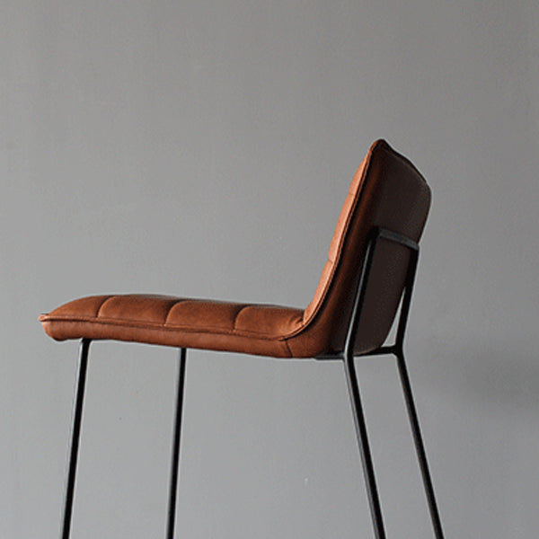Modern Low Back Restaurant Stool Matte Finish Leather Barstool
