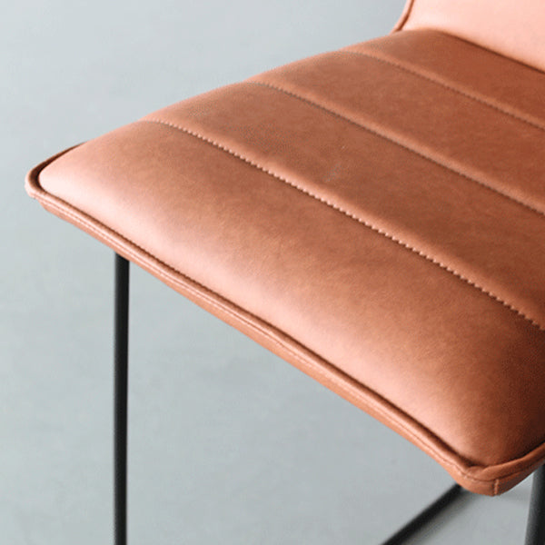 Modern Low Back Restaurant Stool Matte Finish Leather Barstool