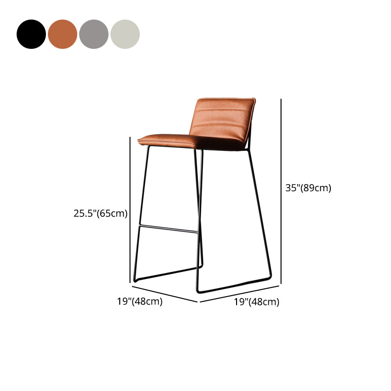 Modern Low Back Restaurant Stool Matte Finish Leather Barstool