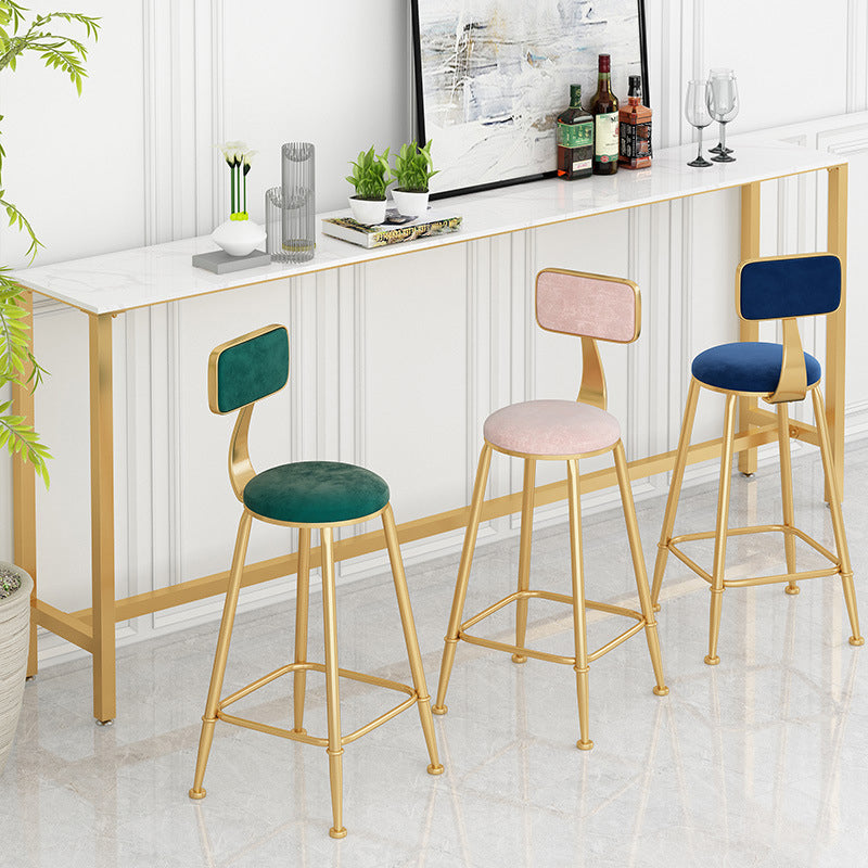 Glam Low Back Living Room Stool Matte Finish Velvet Counter Stool