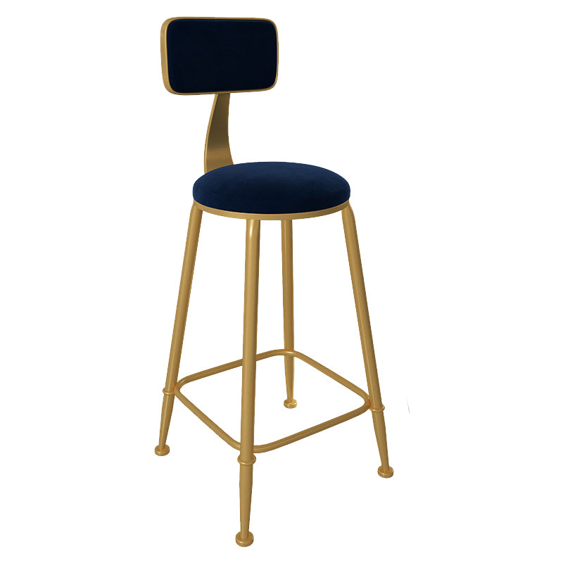 Glam Low Back Living Room Stool Matte Finish Velvet Counter Stool