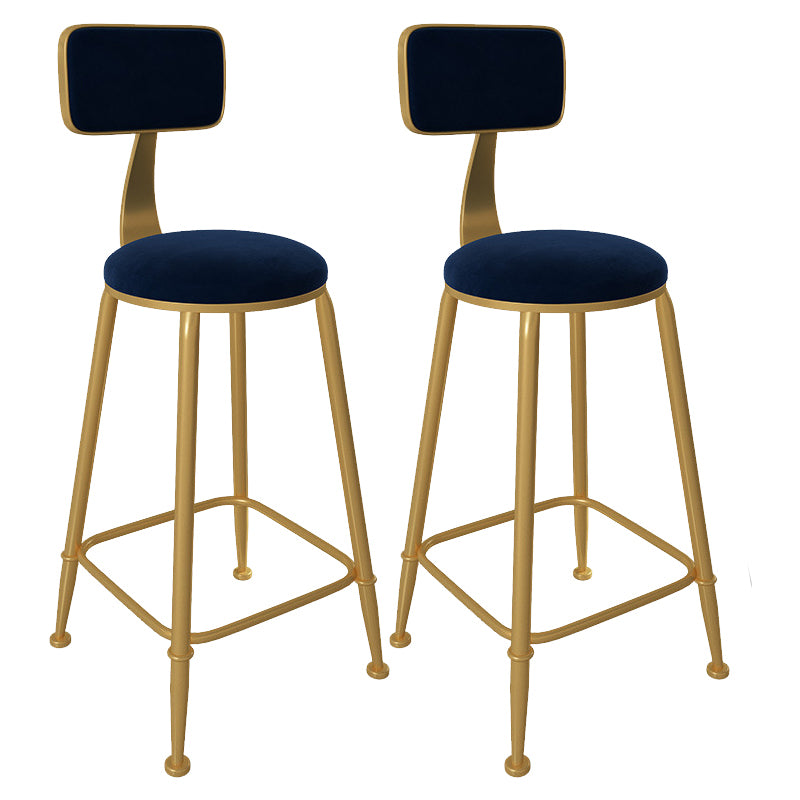 Glam Low Back Living Room Stool Matte Finish Velvet Counter Stool