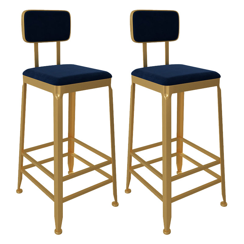 Glam Low Back Living Room Stool Matte Finish Velvet Counter Stool