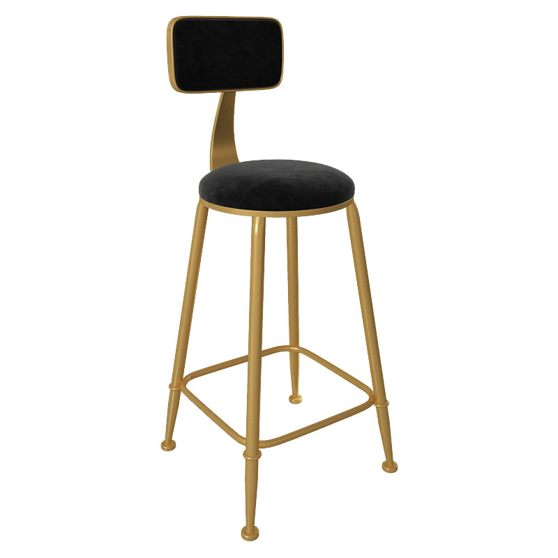 Glam Low Back Living Room Stool Matte Finish Velvet Counter Stool