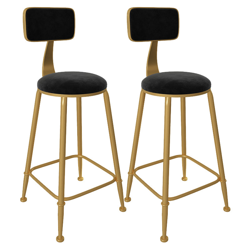 Glam Low Back Living Room Stool Matte Finish Velvet Counter Stool