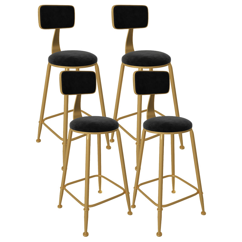 Glam Low Back Living Room Stool Matte Finish Velvet Counter Stool