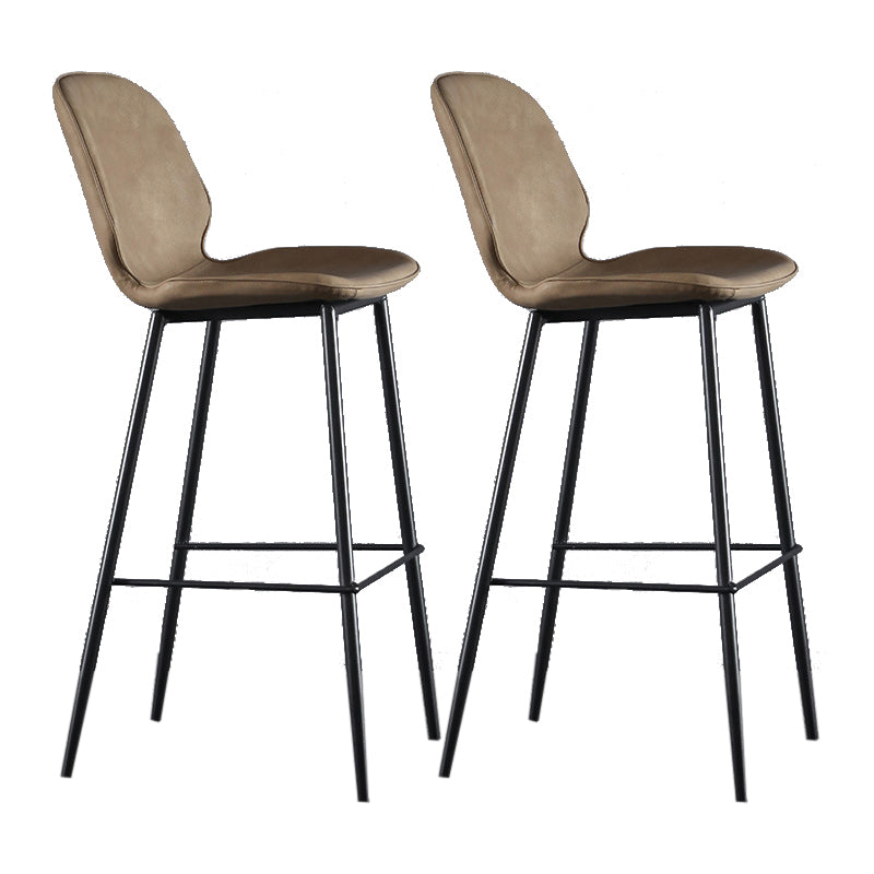 Scandinavian Matte Finish Leather Bar Stool Low Back Home Stool