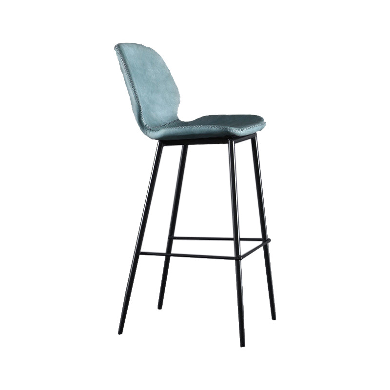 Scandinavian Matte Finish Leather Bar Stool Low Back Home Stool