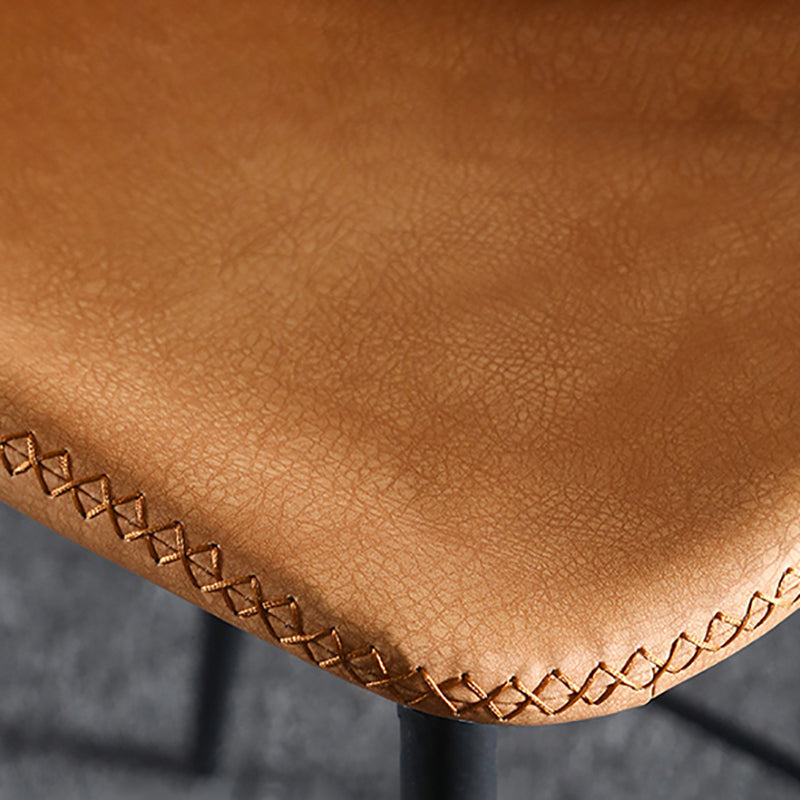 Scandinavian Matte Finish Leather Bar Stool Low Back Home Stool