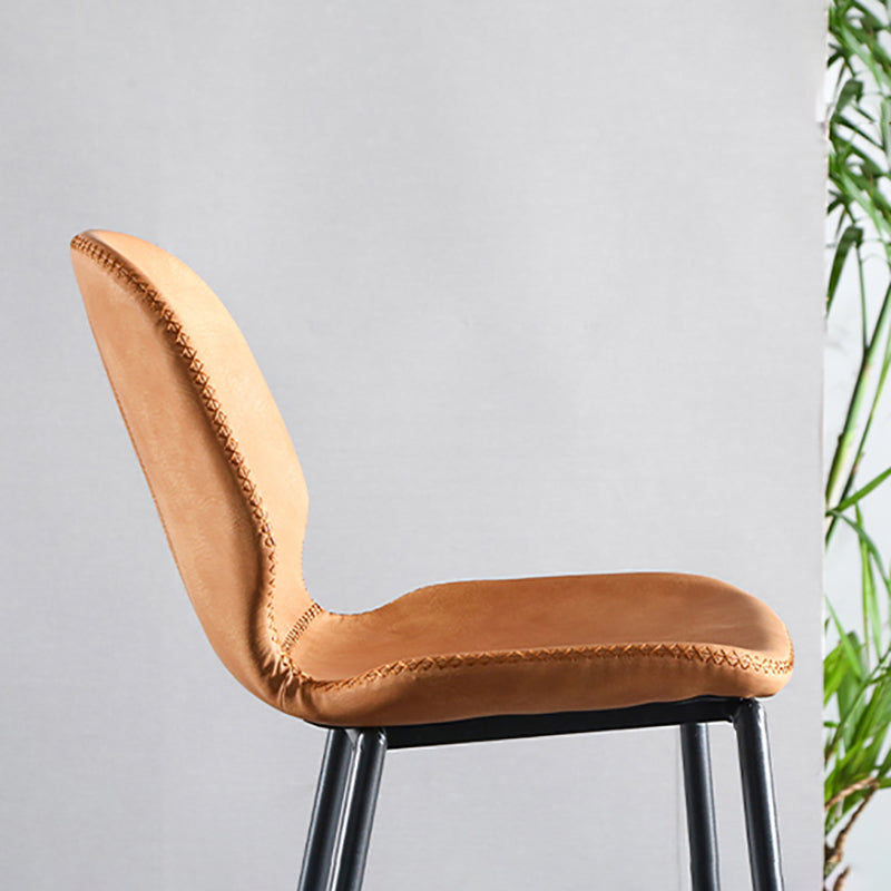 Scandinavian Matte Finish Leather Bar Stool Low Back Home Stool
