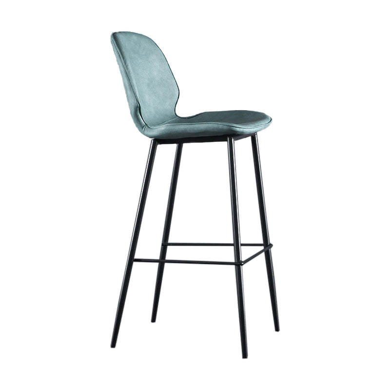Scandinavian Matte Finish Leather Bar Stool Low Back Home Stool