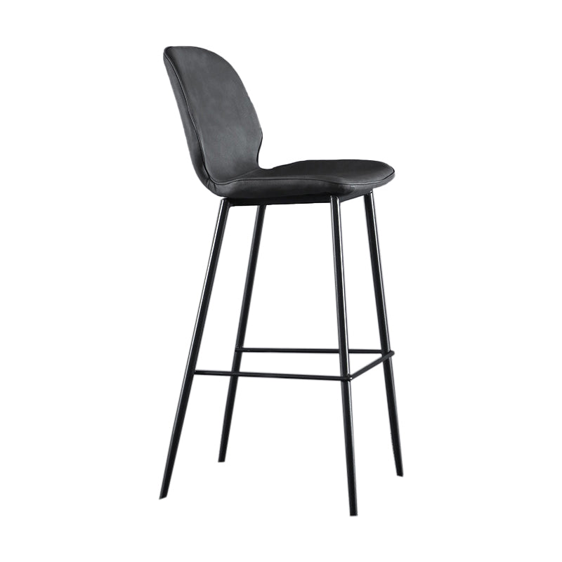 Scandinavian Matte Finish Leather Bar Stool Low Back Home Stool
