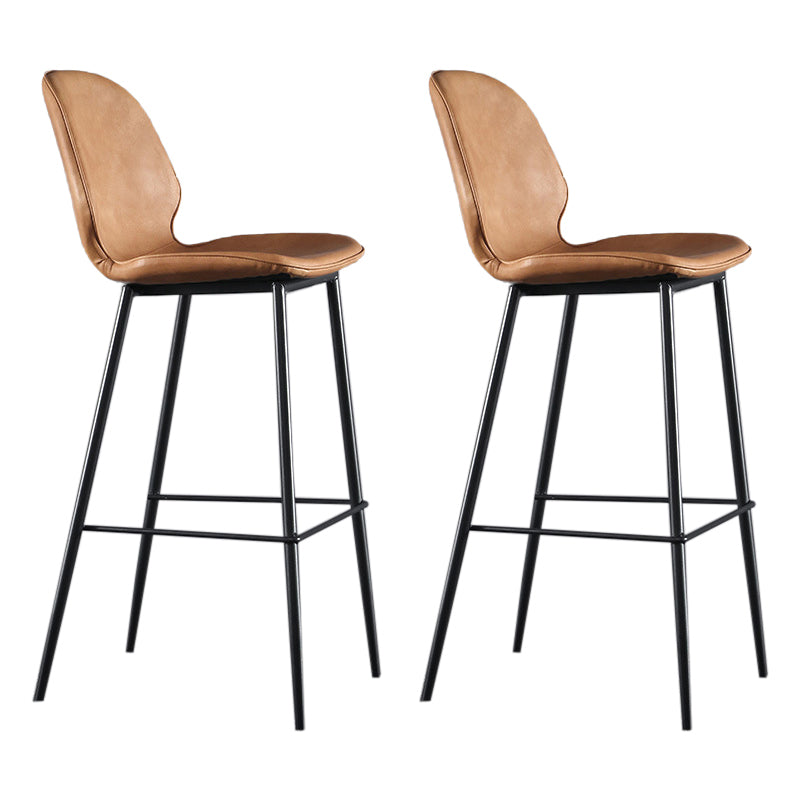Scandinavian Matte Finish Leather Bar Stool Low Back Home Stool