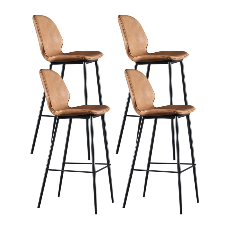 Scandinavian Matte Finish Leather Bar Stool Low Back Home Stool