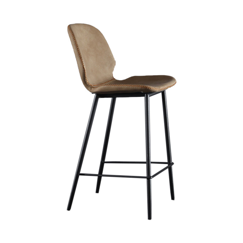 Scandinavian Matte Finish Leather Bar Stool Low Back Home Stool