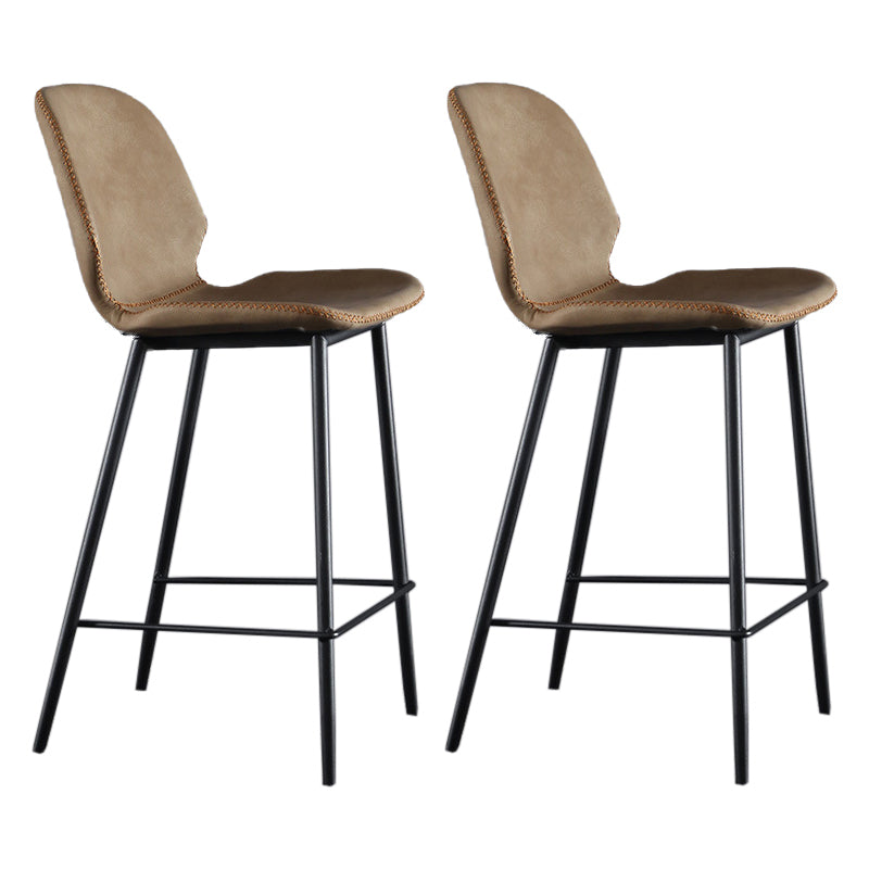 Scandinavian Matte Finish Leather Bar Stool Low Back Home Stool