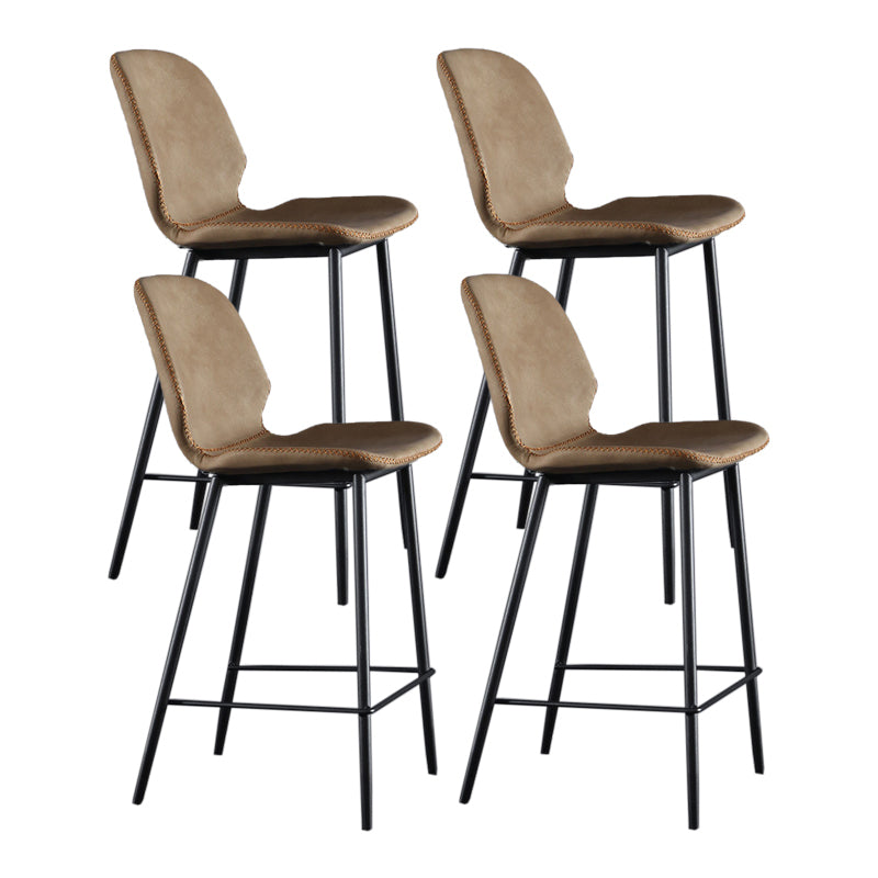 Scandinavian Matte Finish Leather Bar Stool Low Back Home Stool
