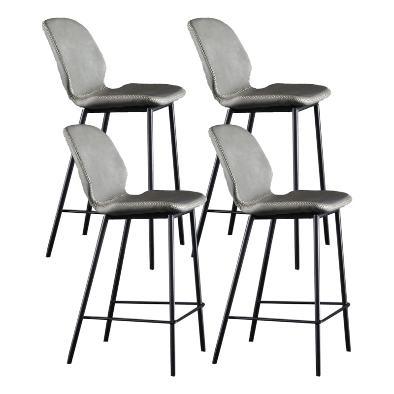 Scandinavian Matte Finish Leather Bar Stool Low Back Home Stool