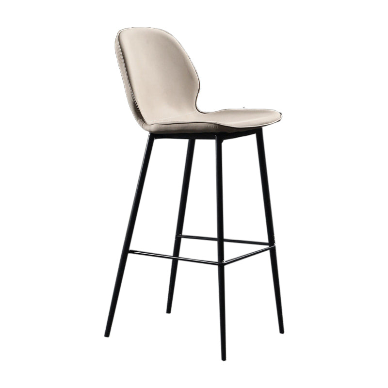 Scandinavian Matte Finish Leather Bar Stool Low Back Home Stool