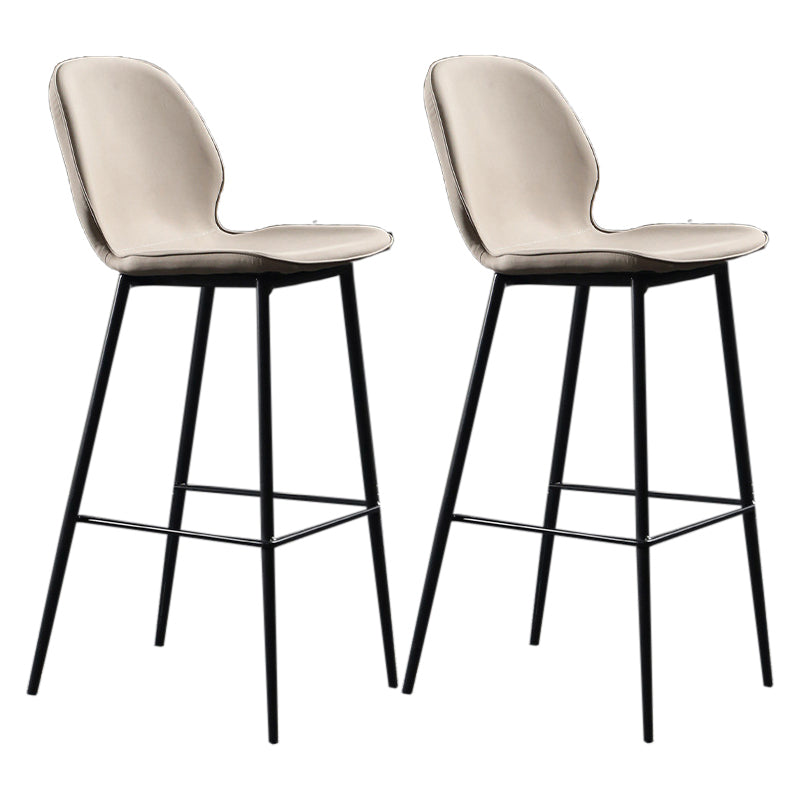 Scandinavian Matte Finish Leather Bar Stool Low Back Home Stool