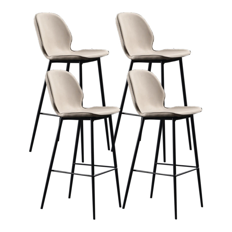 Scandinavian Matte Finish Leather Bar Stool Low Back Home Stool