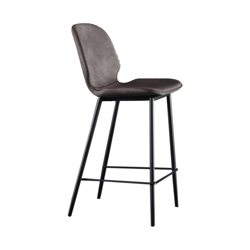 Scandinavian Matte Finish Leather Bar Stool Low Back Home Stool