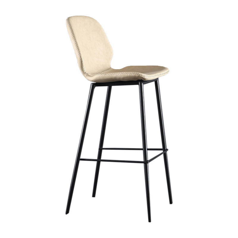 Scandinavian Matte Finish Leather Bar Stool Low Back Home Stool
