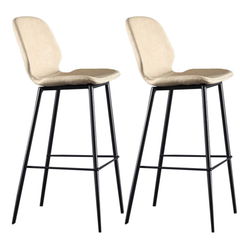 Scandinavian Matte Finish Leather Bar Stool Low Back Home Stool