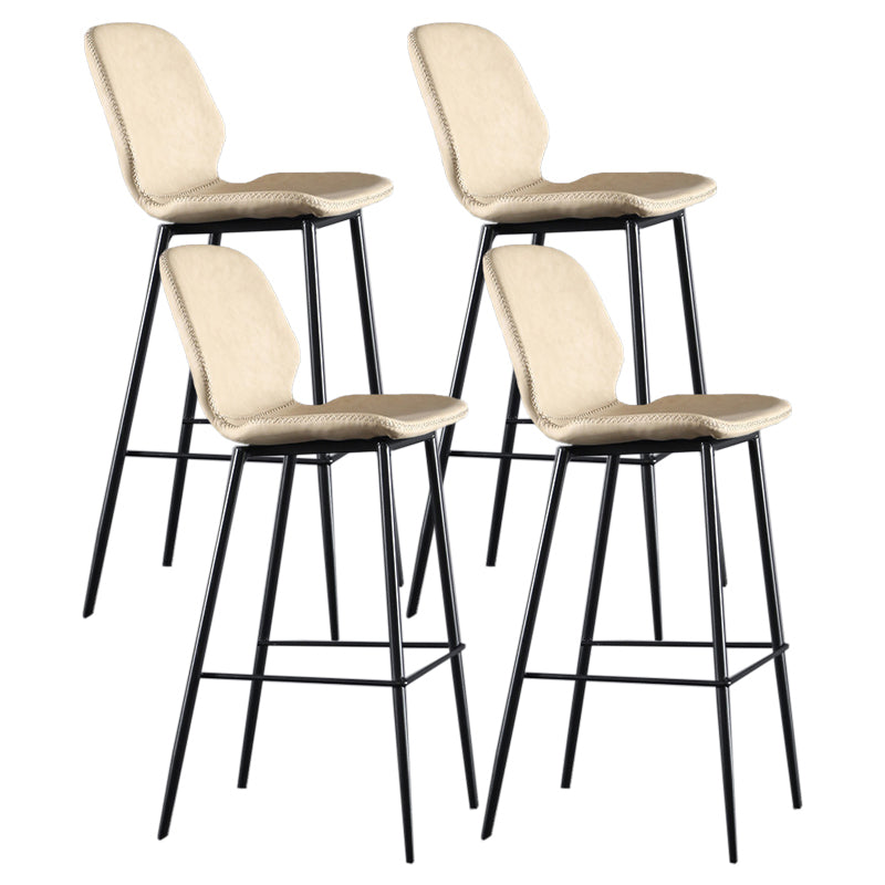 Scandinavian Matte Finish Leather Bar Stool Low Back Home Stool