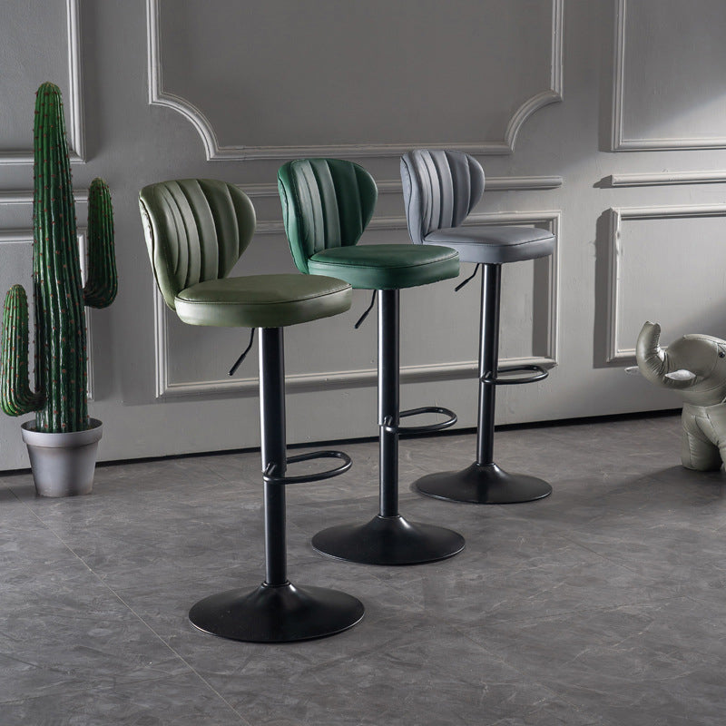 Modern Adjustable Height Swivel Barstool Restaurant Leather Stool