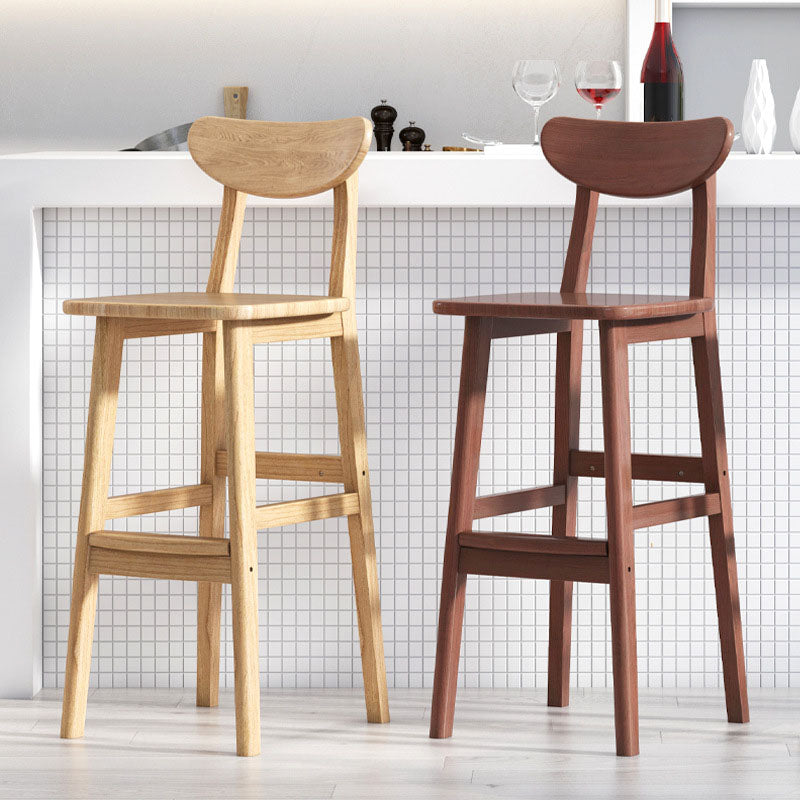 Scandinavian Milk Tea Shop Footrest Stool Matte Finish Solid Wood Bar Stool