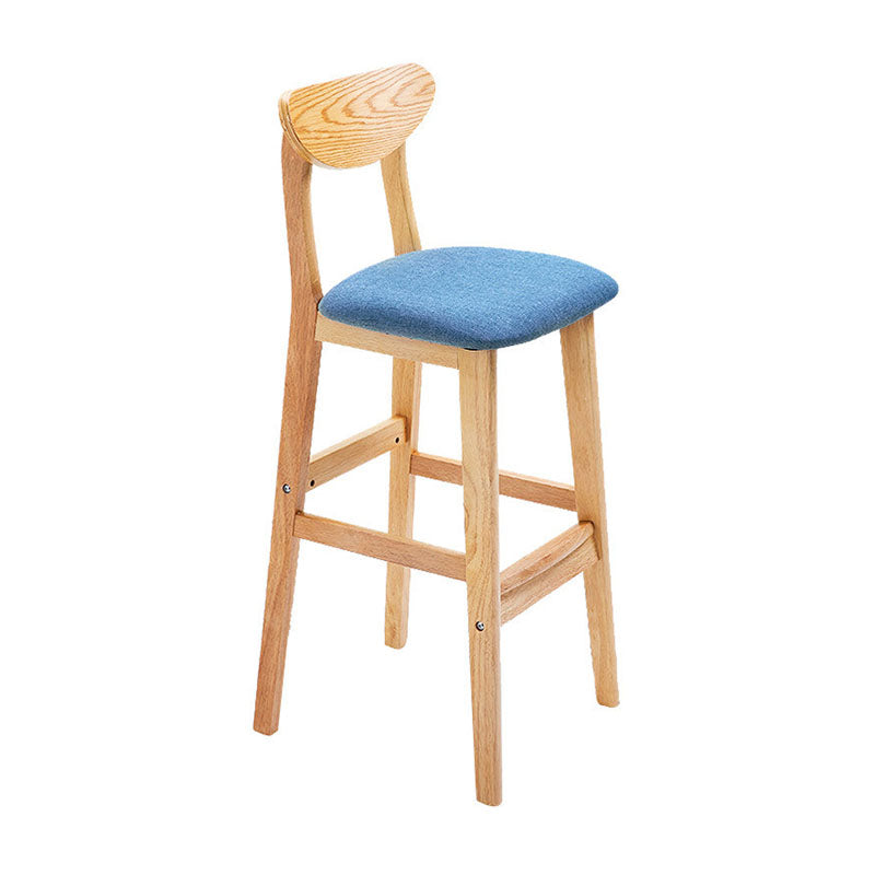 Scandinavian Milk Tea Shop Footrest Stool Matte Finish Solid Wood Bar Stool