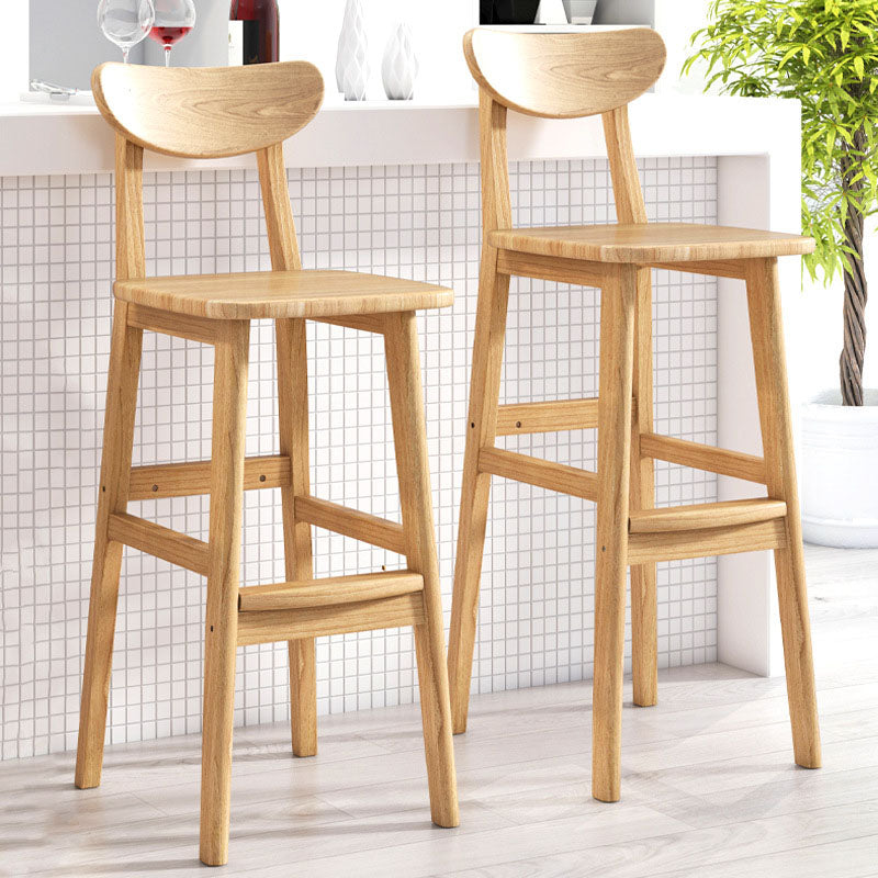 Scandinavian Milk Tea Shop Footrest Stool Matte Finish Solid Wood Bar Stool