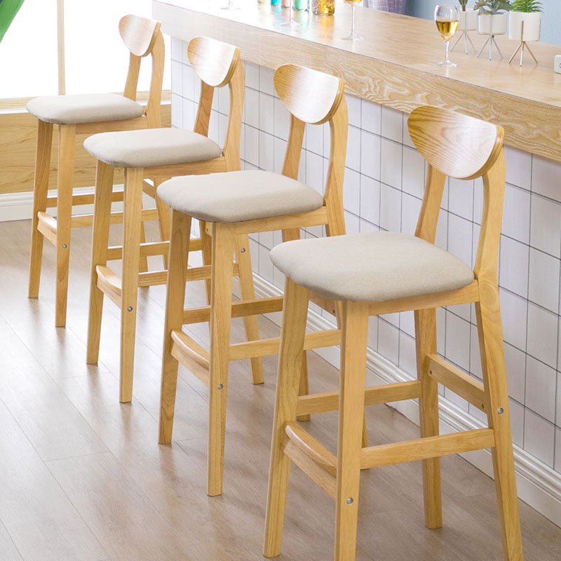 Scandinavian Milk Tea Shop Footrest Stool Matte Finish Solid Wood Bar Stool
