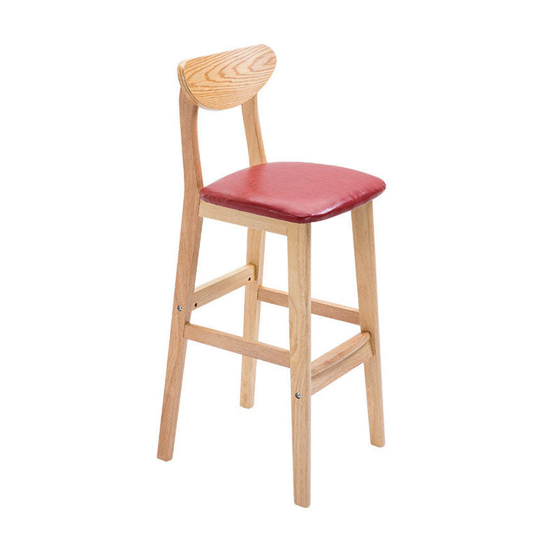 Scandinavian Milk Tea Shop Footrest Stool Matte Finish Solid Wood Bar Stool