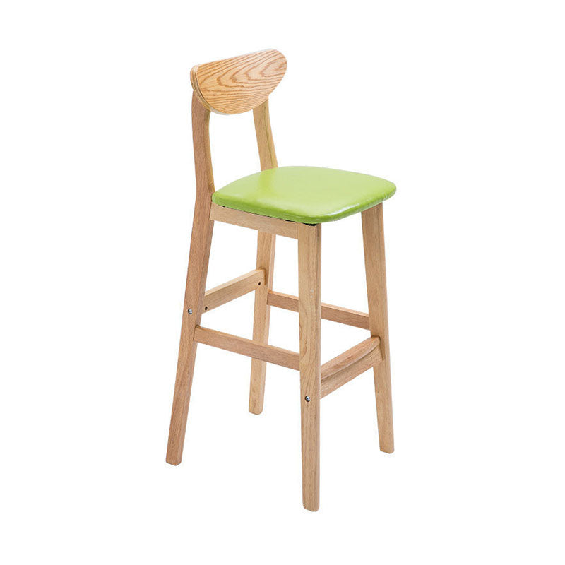 Scandinavian Milk Tea Shop Footrest Stool Matte Finish Solid Wood Bar Stool