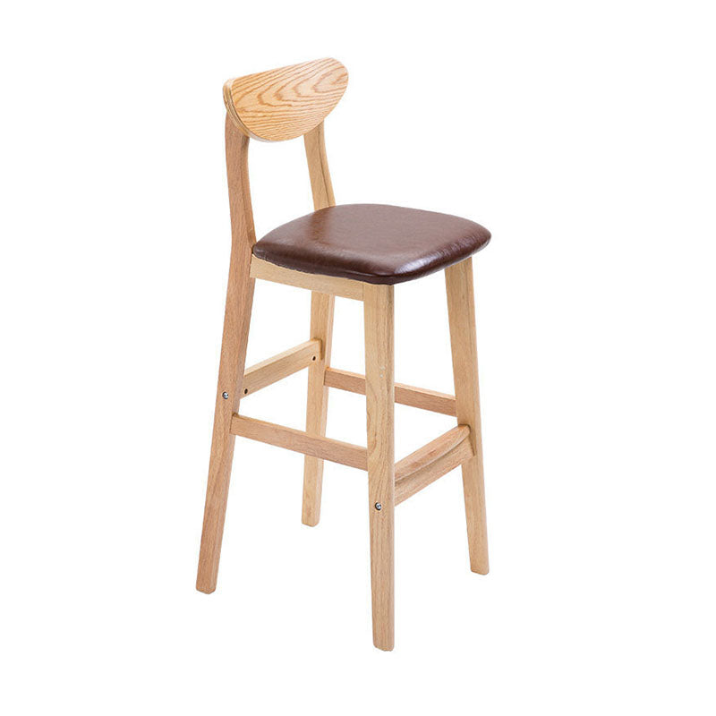Scandinavian Milk Tea Shop Footrest Stool Matte Finish Solid Wood Bar Stool