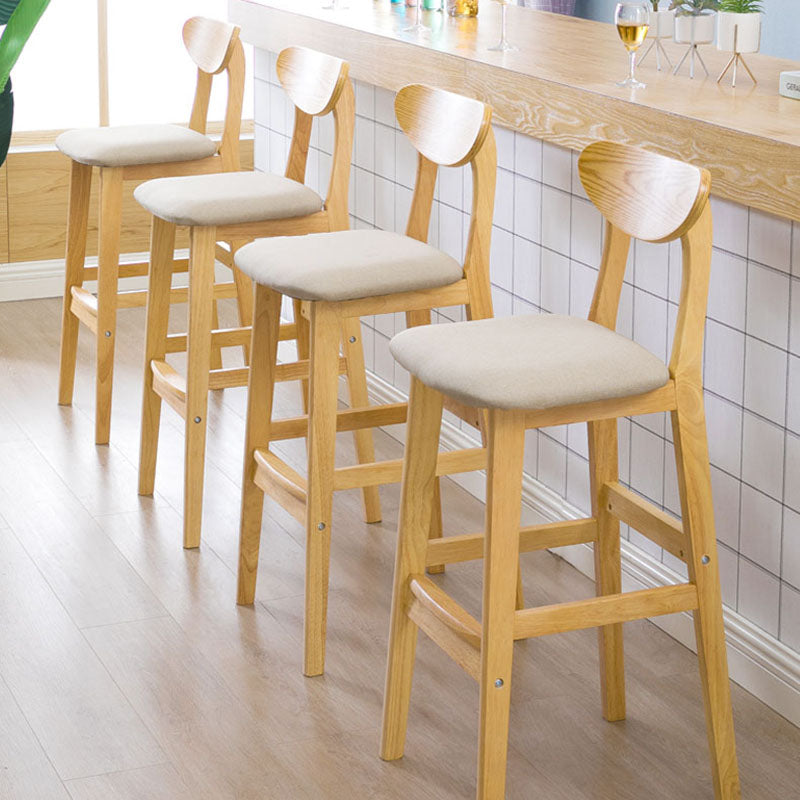 Scandinavian Milk Tea Shop Footrest Stool Matte Finish Solid Wood Bar Stool