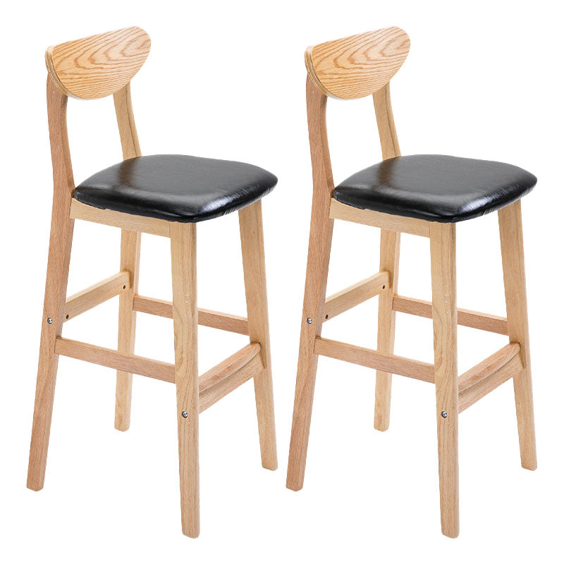 Scandinavian Milk Tea Shop Footrest Stool Matte Finish Solid Wood Bar Stool