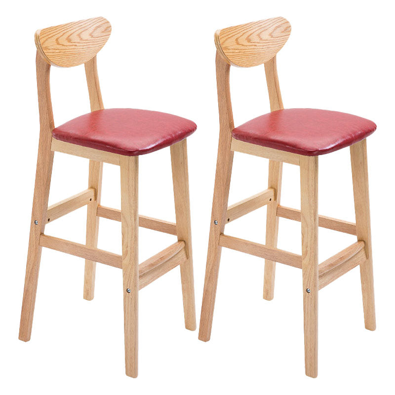 Scandinavian Milk Tea Shop Footrest Stool Matte Finish Solid Wood Bar Stool