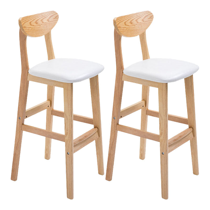 Scandinavian Milk Tea Shop Footrest Stool Matte Finish Solid Wood Bar Stool