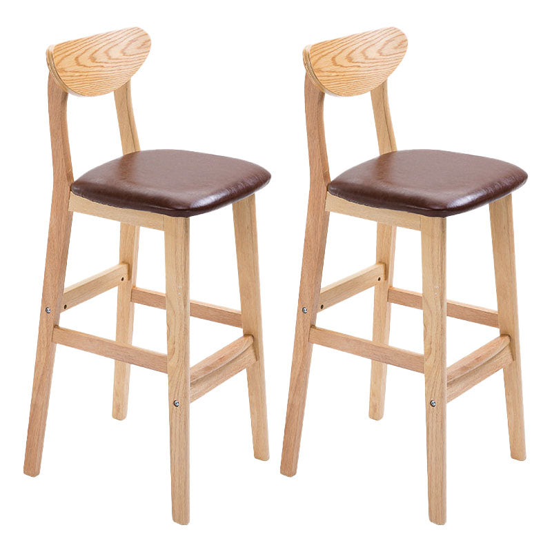 Scandinavian Milk Tea Shop Footrest Stool Matte Finish Solid Wood Bar Stool