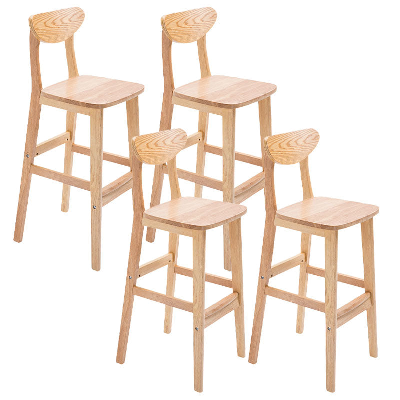Scandinavian Milk Tea Shop Footrest Stool Matte Finish Solid Wood Bar Stool