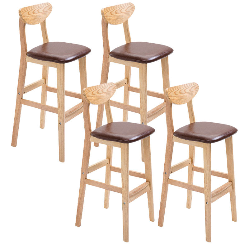 Scandinavian Milk Tea Shop Footrest Stool Matte Finish Solid Wood Bar Stool