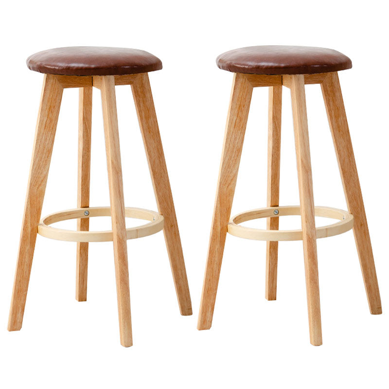 Scandinavian Matte Finish Solid Wood Bar Stool Restaurant Footrest Stool