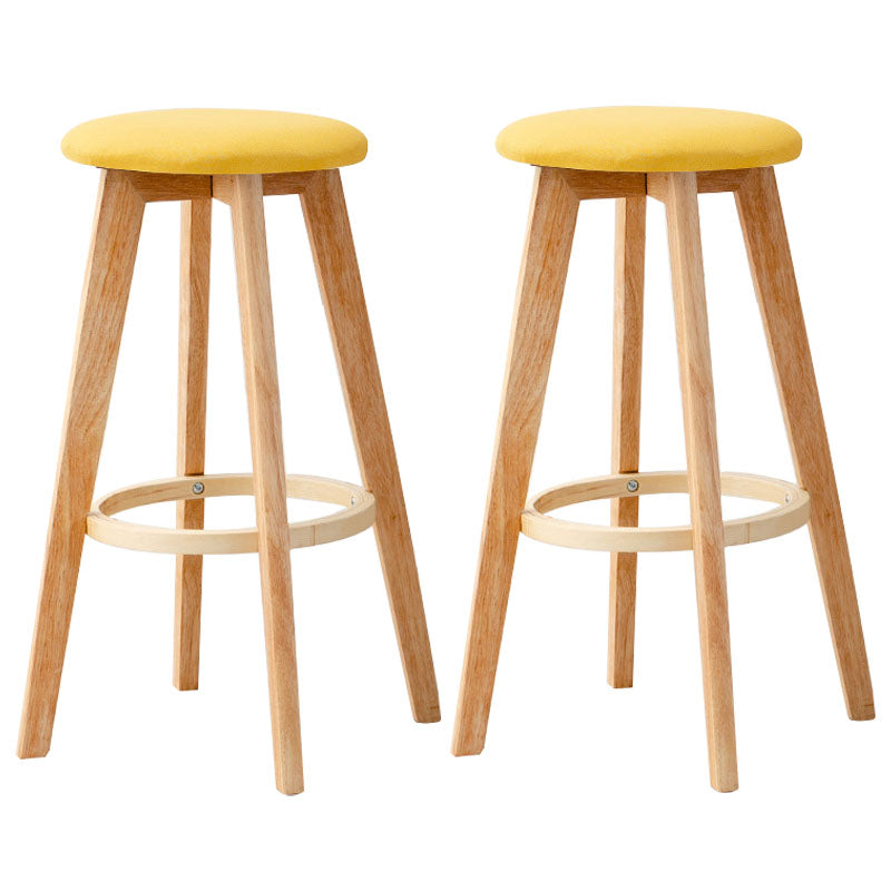 Scandinavian Matte Finish Solid Wood Bar Stool Restaurant Footrest Stool