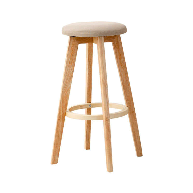 Scandinavian Matte Finish Solid Wood Bar Stool Restaurant Footrest Stool